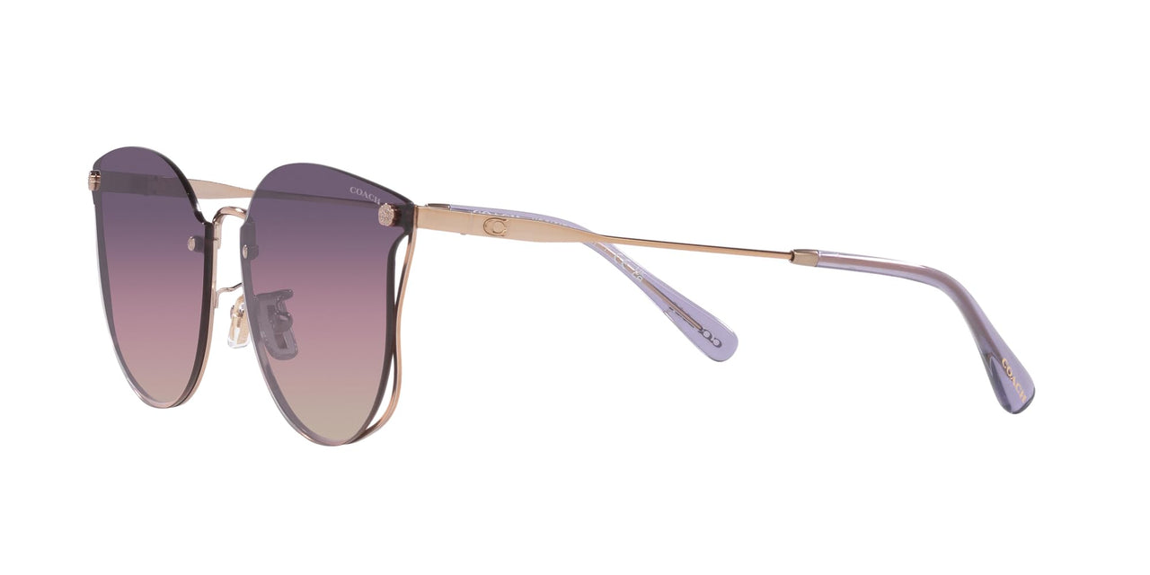 Coach HC7151D Sunglasses, Shiny Rose Gold/Transparent Purple, 63 mm