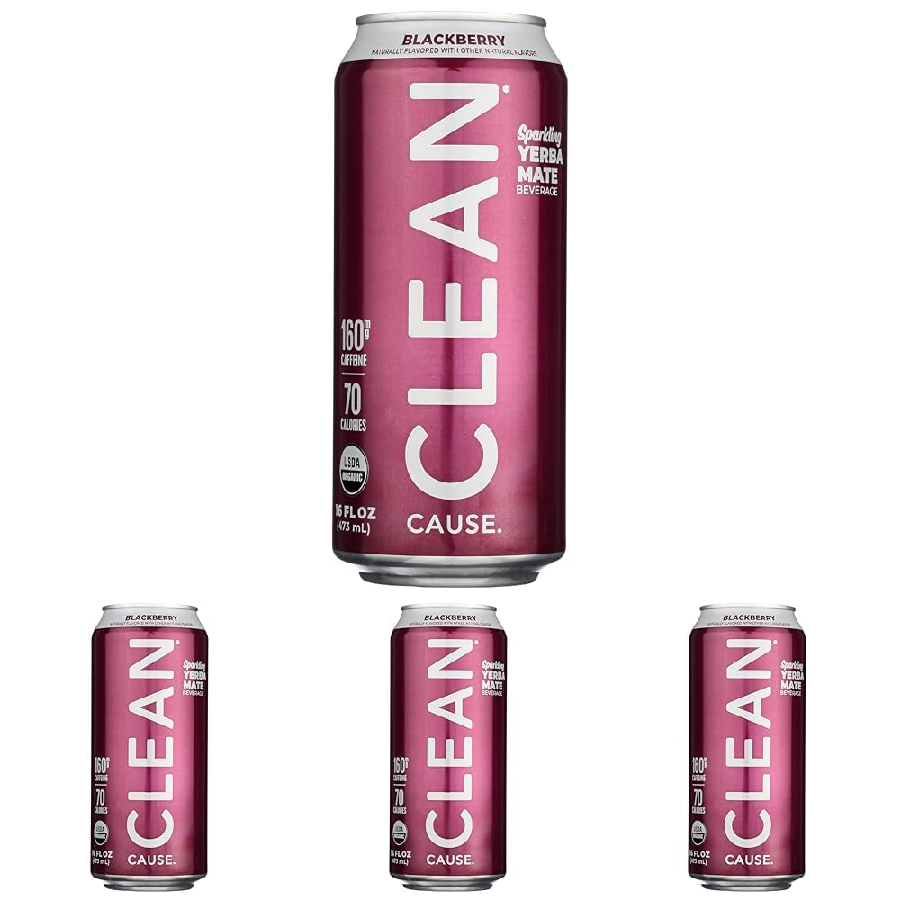 Clean Cause, Yerba Mate Blackberry Organic, 16 Fl Oz (Pack of 4)