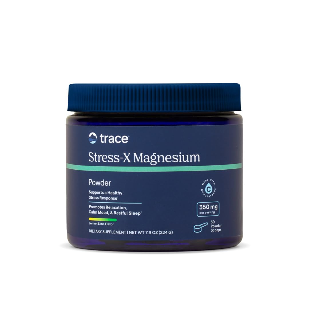 Trace Minerals Stress-X Magnesium, 350mg - Powder Magnesium Supplement to Support Muscle Relaxation & Recovery - Restful Sleep Support Mineral Supplement - Lemon Lime Flavor, 7.9 oz (50 Servings)