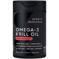 Thumbnail for Sports Research Antarctic Krill Oil Omega 3 Softgels 1000mg (Double Strength) with Phospholipids, Choline & Astaxanthin - Sustainably Sourced, Non-GMO Verified & Gluten Free - 60 Capsules