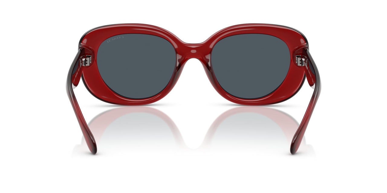 COACH Women's HC8391U Sculpted C Hardware Universal Fit Oval Sunglasses, Milky Merlot/Grey Solid, 53 mm