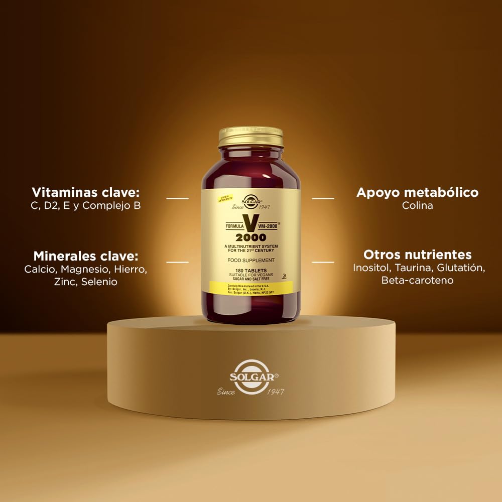 Solgar Formula VM-2000 (Multinutrient System), 180 Tablets - Premium Quality Multiple - Contains Zinc - Supports A Healthy Immune System - Vegan, Dairy Free, Kosher - 90 Servings