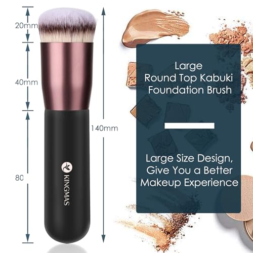 Image 5 of KINGMAS Round Foundation Brush, Premium Face Kabuki Makeup Brush