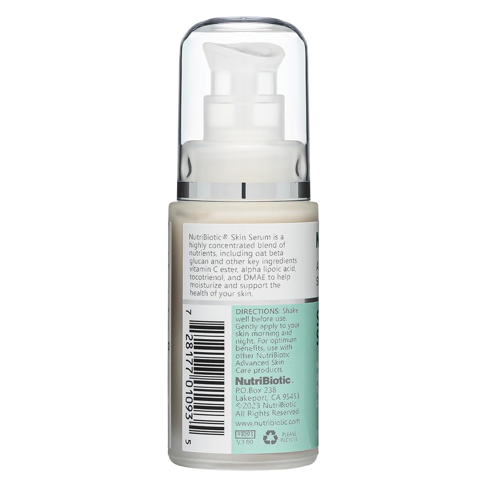 NutriBiotic Skin Serum, 1 Fl Oz | with Nutrients Oat Beta Glucan, Alpha Lipoic Acid, Vitamin C Ester, Tocotrienols & DMAE | Super Concentrated to Support Healthy Skin | Vegan & Paraben Free
