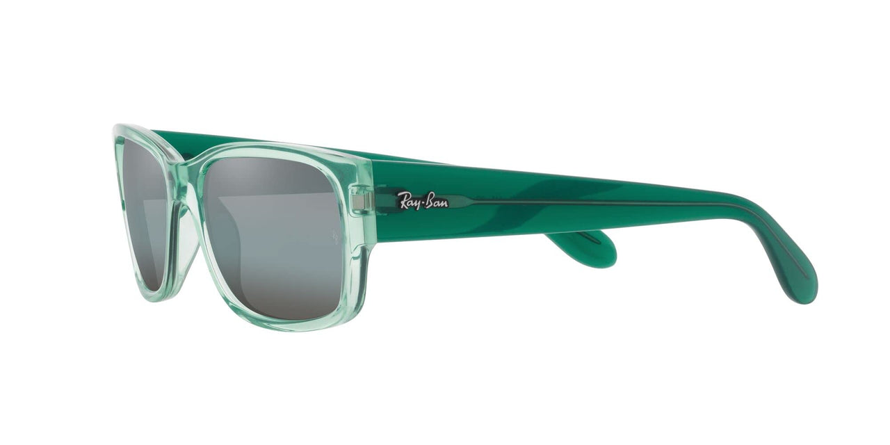 Ray-Ban RB4388 Square Sunglasses, Transparent Green/Blue Polarized, 58 mm