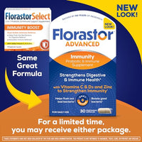 Thumbnail for Florastor Select Immunity Boost Daily Probiotic & Immune Support Supplement for Women and Men, Saccharomyces Boulardii CNCM I-745 Plus Zinc, Vitamin C & D3 (30 Capsules)
