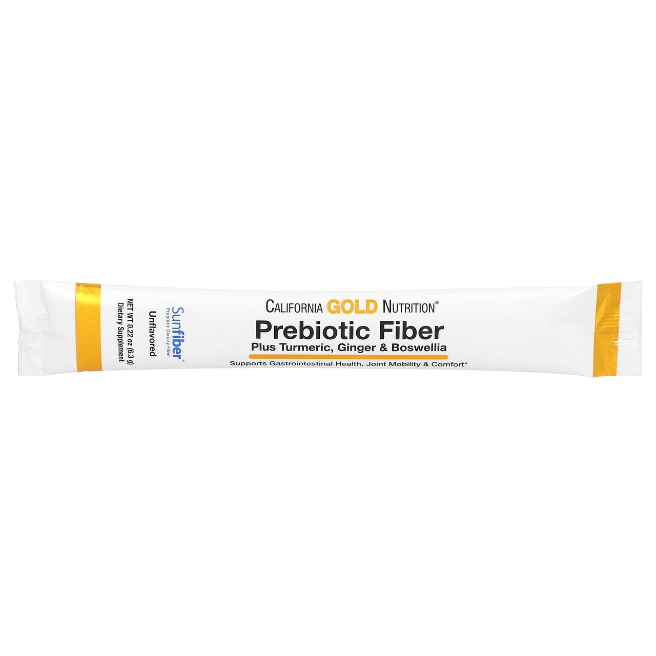 California Gold Nutrition Prebiotic Fiber Plus Turmeric Extract, Organic Ginger Extract and Boswellia Extract, 3 Packets, 0.22 oz (6.3 g) Each