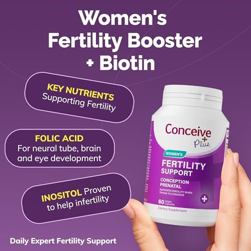 CONCEIVE PLUS Women's Fertility Support: Conception Fertility Supplement for Her, Aids Hormonal Balance, Folic Acid, B1 B2 B3 B6 B12, Zinc, Biotin, Non-GMO, Vegan Prenatal Vitamin, 30 Days