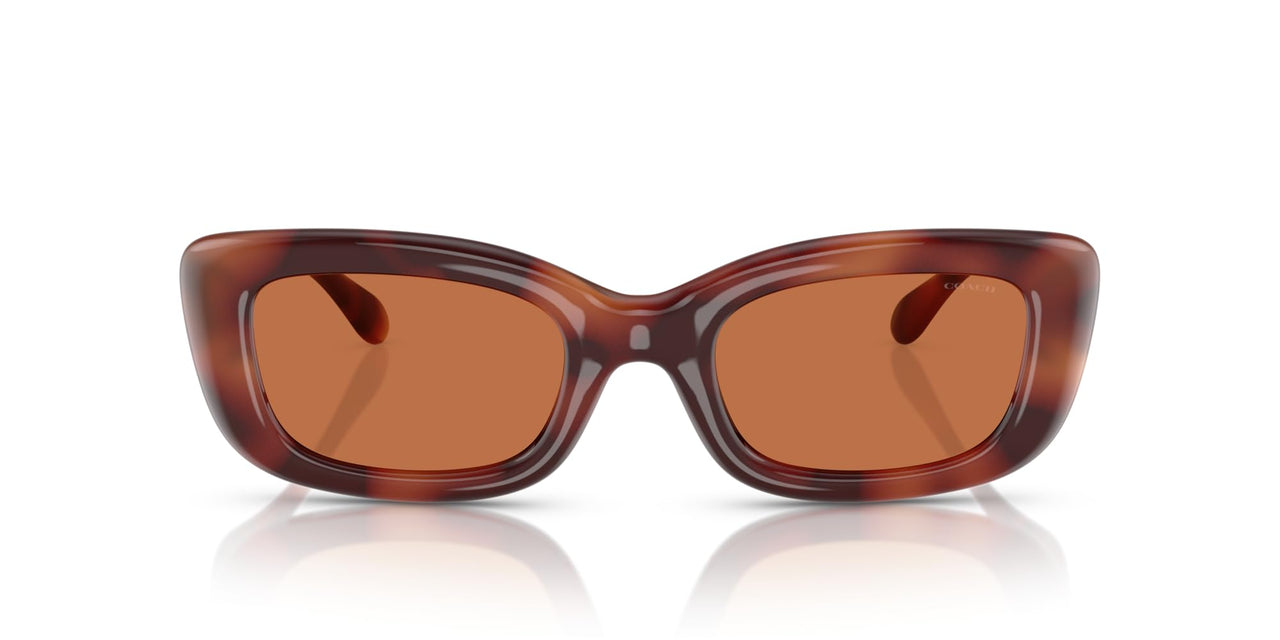 COACH Women's HC8390U Sculpted C Hardware Universal Fit Rectangular Sunglasses, Caramel Tortoise/Brown Solid, 51 mm