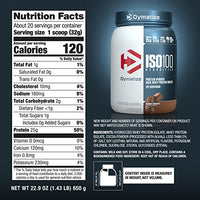 Thumbnail for Dymatize ISO100 Whey Protein Powder Isolate, Gourmet Chocolate, 25g of Protein, 20 Servings, 5.5g BCAAs, Less Than 120 Cal., Gluten Free, 1g Fat, 1g Sugar, 2g Carb