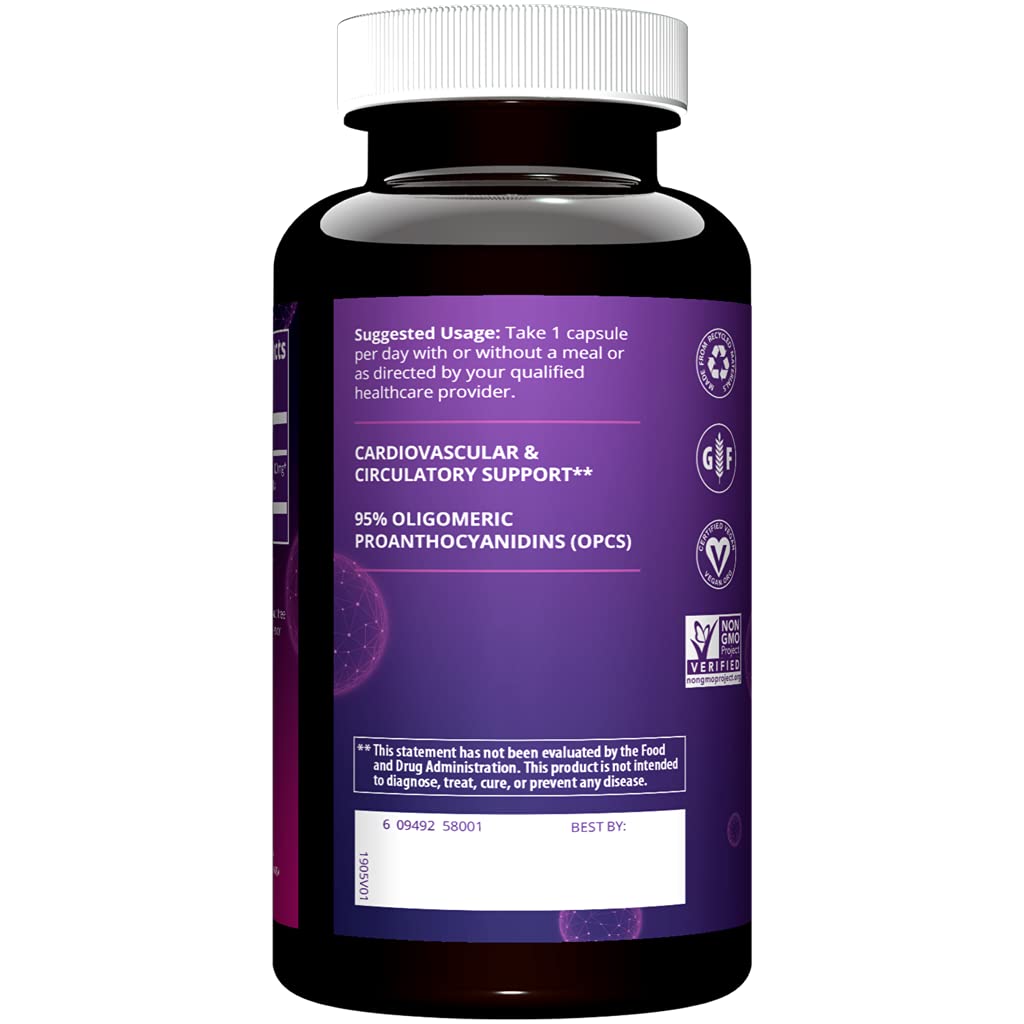 MRM Nutrition Grape Seed Extract Supplement - for Women & Men, Proanthocyanidins for Healthy Antioxidant & Circulatory Support, Grapeseed Capsules, Vegan, Gluten‑Free, Non‑GMO - 100 Servings
