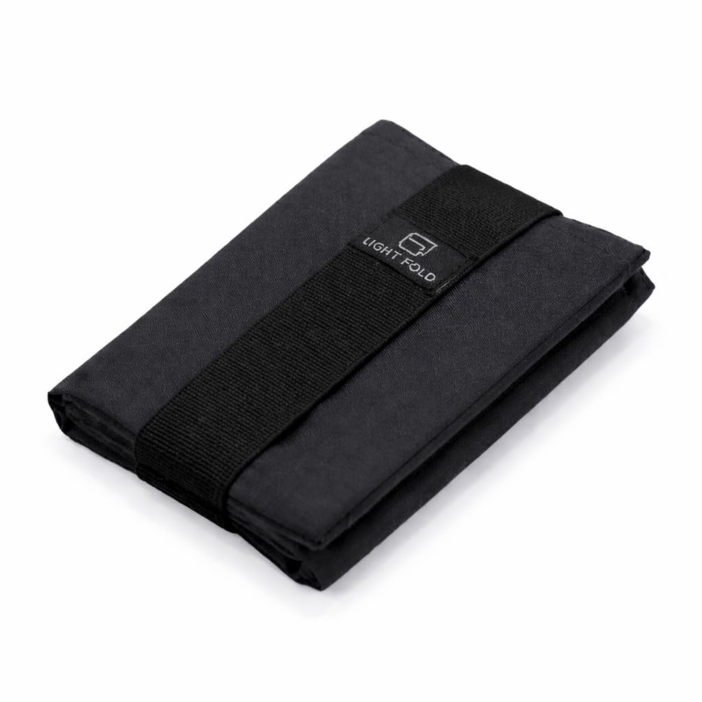 LIGHT FOLD Ultra Slim Tri-Fold Wallet with RFID Blocking, Lightweight Minimalist Men’s Wallet with Elastic Band, Waterproof Durable Nylon Fabric, Slim Front Pocket Card Holder Fits 12 Cards & Cash