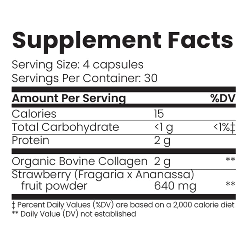 Organic Collagen Australia Beauty Brilliance Pure Collagen & Strawberry Capsules, 120 Count