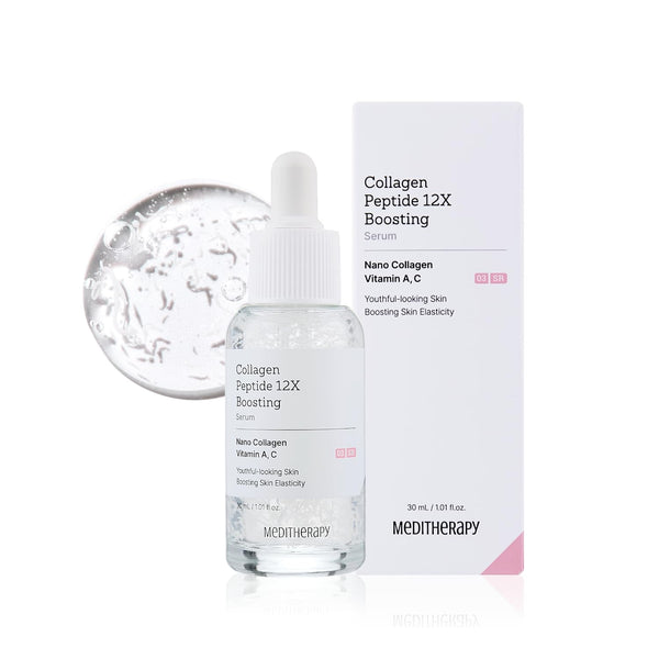 Collagen Peptide 12X Boosting Serum, Enhances Skin Elasticity & Reduces Deep Wrinkles, Promotes Collagen Production for Firm and Youthful Skin, Korean Skincare, 1.01 fl.oz