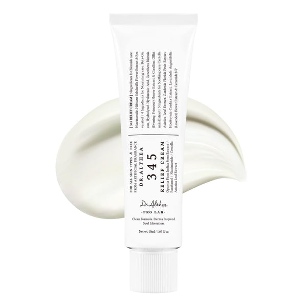 Dr.Althea 345 Relief Cream, Daily Face Moisturizer, Blemish Relief Care, Soothing Recovery & Moisture, Korean Vegan Skin Care for All Skin Types, 1.69 Fl Oz (Pack of 1)