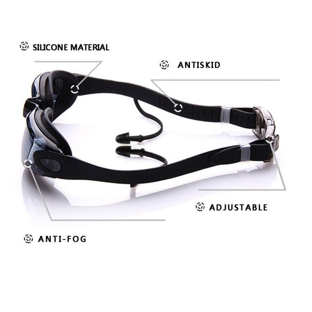 Aokelily Swim Goggles and Cap Set 4 in 1, UV 400 Protection Lenses Clear Anti-Fog Swimming Goggles Waterproof No Leaking with Nose Clip + Ear Plugs for Adult Men Women Kids (Black)