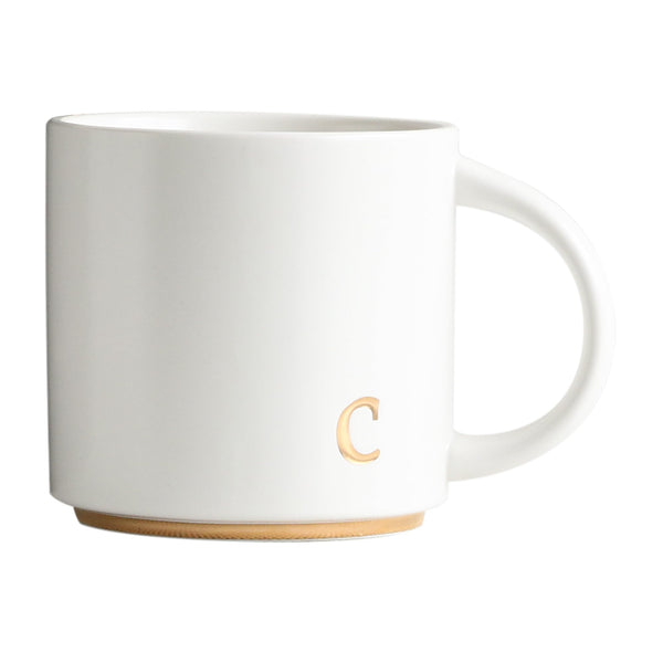 COLLECTIVE HOME - Monogram Ceramic Mugs, 15 oz Golden Initial Coffee Cups, Elegant Alphabet Tea Mugs, Elegant Personalized Mug with Gift Box, Luxurious Cups for Office and Home (c)