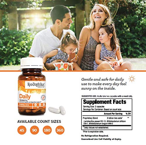 Kyolic Kyo-Dophilus Daily Probiotic, Immune Health & Digestive Support*, 90 Capsules