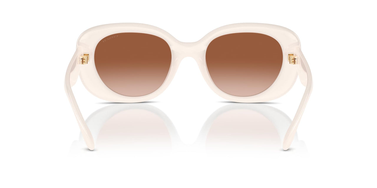 COACH Women's HC8391U Sculpted C Hardware Universal Fit Oval Sunglasses, Milky Cloud/Brown Gradient, 53 mm
