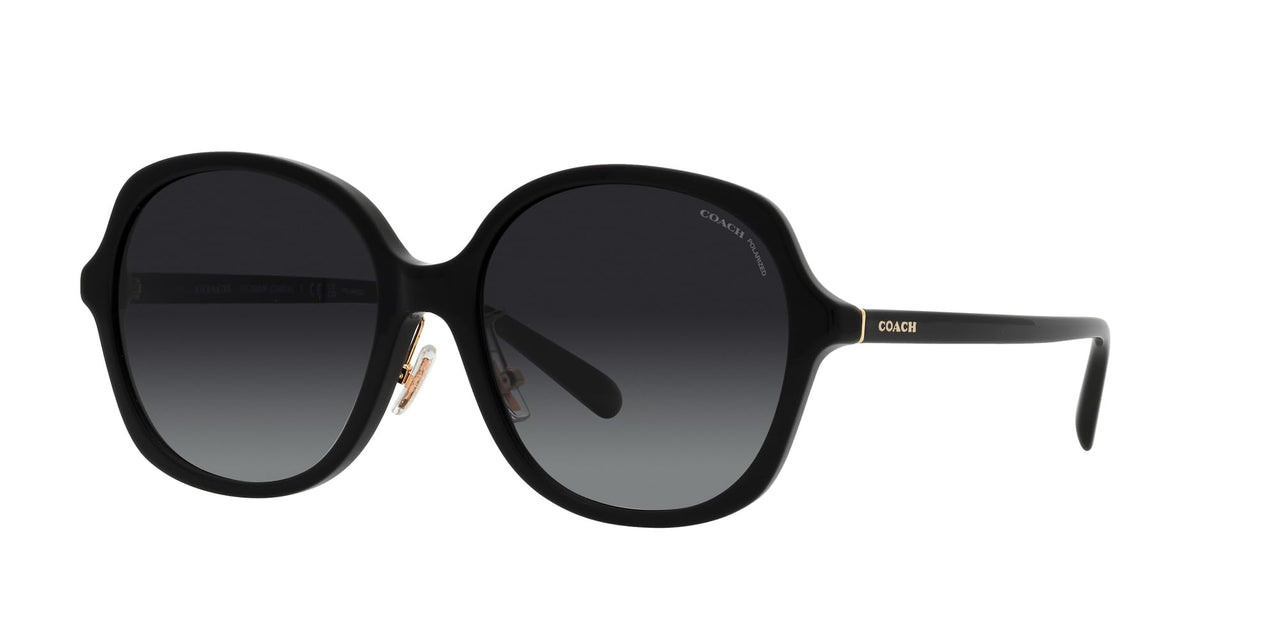 Coach HC8360F Low Bridge Fit Sunglasses, Black/Grey Gradient Polarized, 58 mm