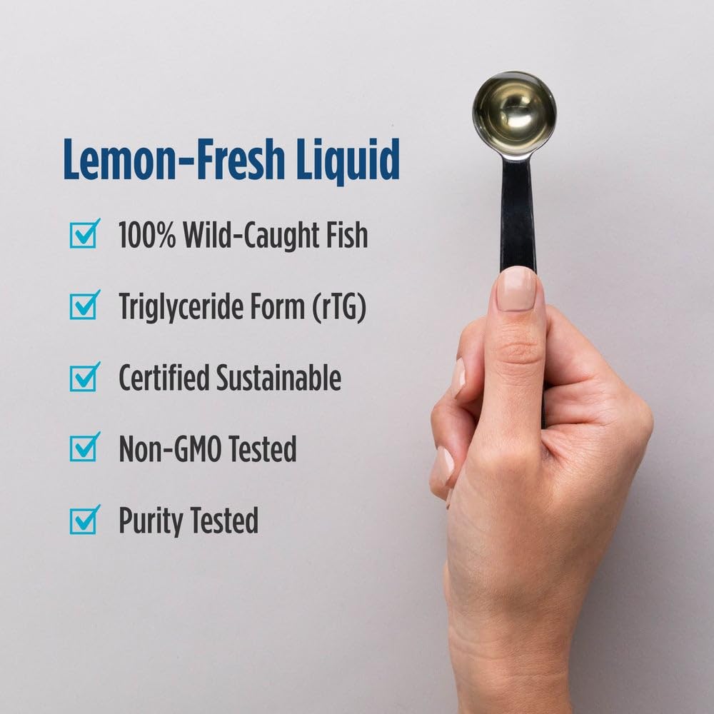 Nordic Naturals Ultimate Omega Liquid, Lemon Flavor - 8 oz - 2840 mg Omega-3 - High-Potency Fish Oil Supplement with EPA & DHA - Promotes Brain & Heart Health - Non-GMO - 48 Servings