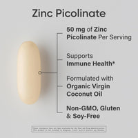 Thumbnail for Sports Research High Potency Zinc Picolinate 50mg with Organic Coconut Oil | Highly Absorbable Zinc Supplement for Healthy Immune & Enzyme Function - Non-GMO Tested & Gluten-Free (120 Liquid Softgels)