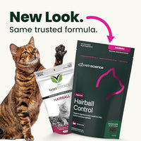 Thumbnail for VetriScience Hairball Control Chews for Cats, Omega-3 and Fiber Supplement, Support Digestion and Skin and Coat, Tasty Small Bites, Chicken, 60 Count