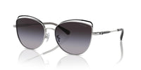 Thumbnail for COACH Women's HC7162 Cat Eye Sunglasses, Shiny Silver/Black/Grey Gradient, 57 mm