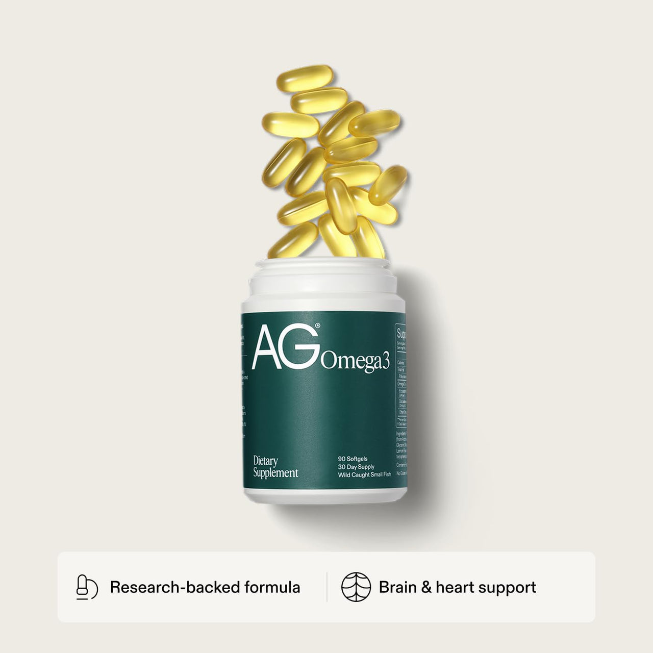 AG1 Omega 3 Fish Oil 2000mg EPA & DHA Supplement from Wild-Caught Fish (Pack of 2)