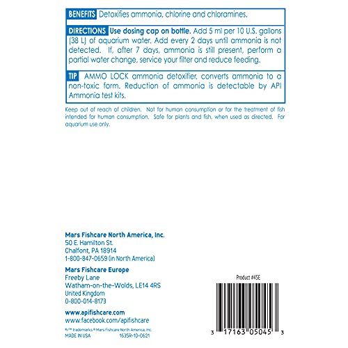 API AMMO-LOCK Freshwater and Saltwater Aquarium Ammonia Detoxifier 16-Ounce Bottle