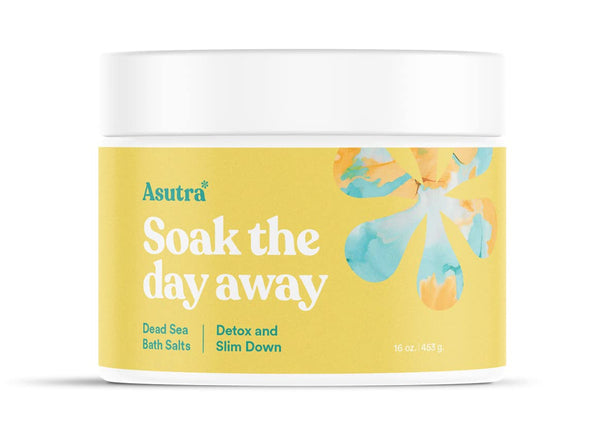 ASUTRA Dead Sea Bath Salts (Detox & Slim Down), 16 oz - Soak in Rich & Vital Healing Minerals - Purify & Energize with Eucalyptus, Sweet Orange, & Lemon Essential Oils
