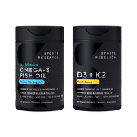 Thumbnail for Sports Research® Triple Strength Omega 3 Fish Oil 1250mg EPA & DHA from Wild Alaska Pollock Burpless Supplement Sustainably Sourced and Vitamin D3 K2 with Coconut Oil Plant Based Vegan Certified