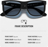 Thumbnail for Ray-Ban RB4165 JUSTIN CLASSIC POLARIZED Square Shape Sunglasses with Official Eyewear Kit