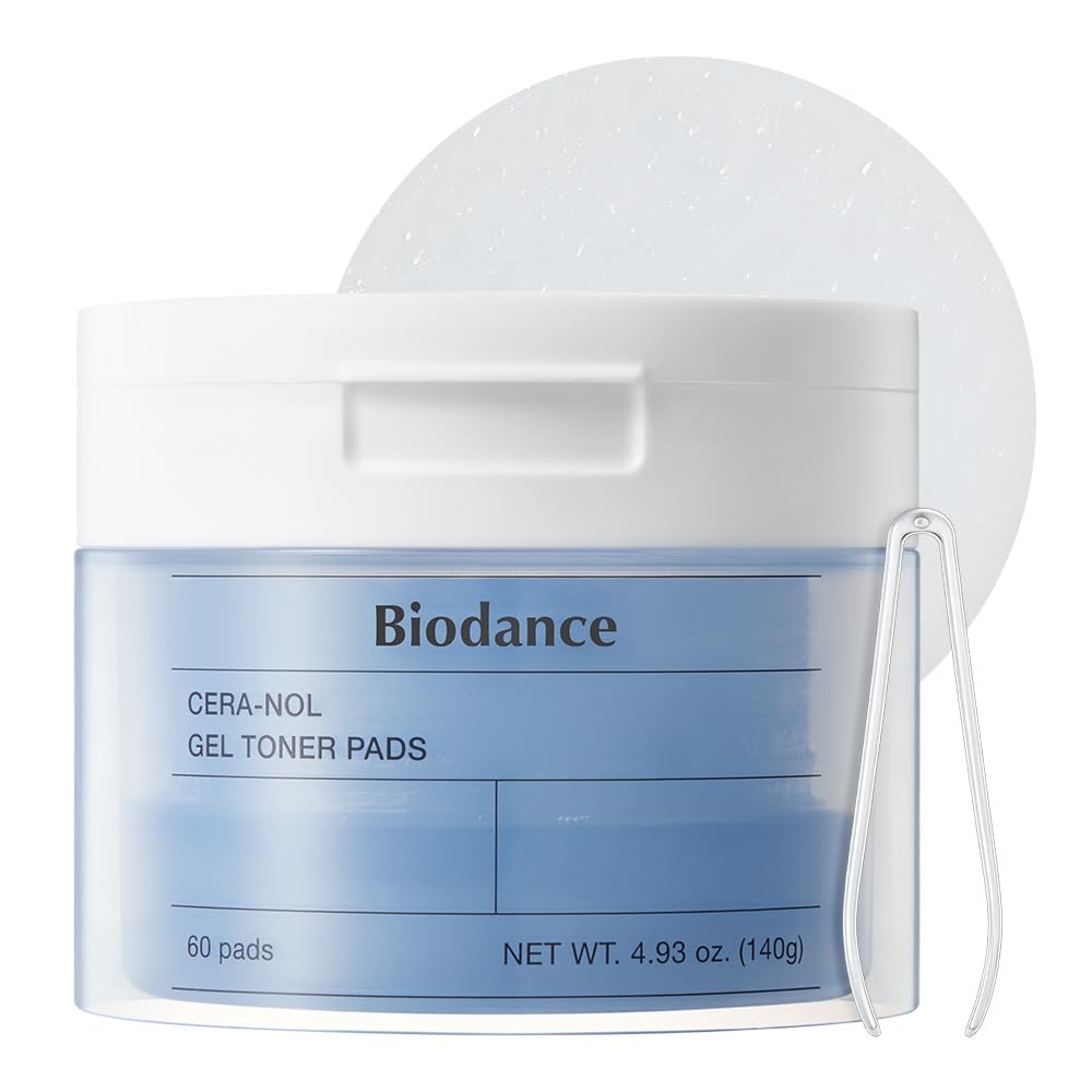 Biodance Cera-NOL Gel Toner Pads, Deep Hydrating & Soothing Toner Pads for Sensitive Skin, Redness Reducing, Mositurizing, Pre-Soaked Pads, Korean Skin Careㅣ4.93 fl.oz.(140g)*60Pads