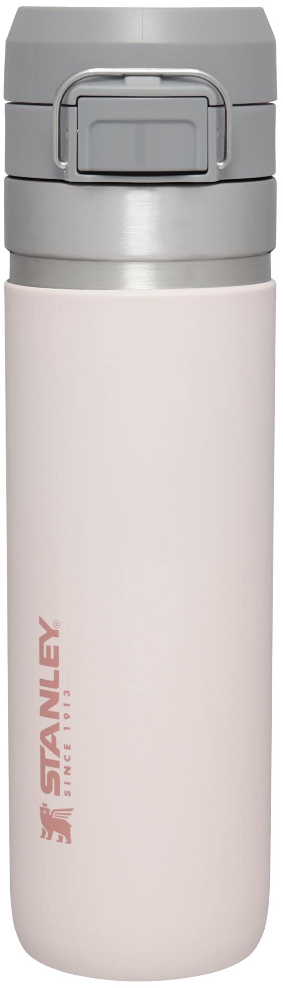 Stanley Quick Flip GO Water Bottle 24 oz | Push Button Lid | Leakproof and Packable for Travel and Sports | Insulated Stainless Steel | BPA-Free | Rose Quartz