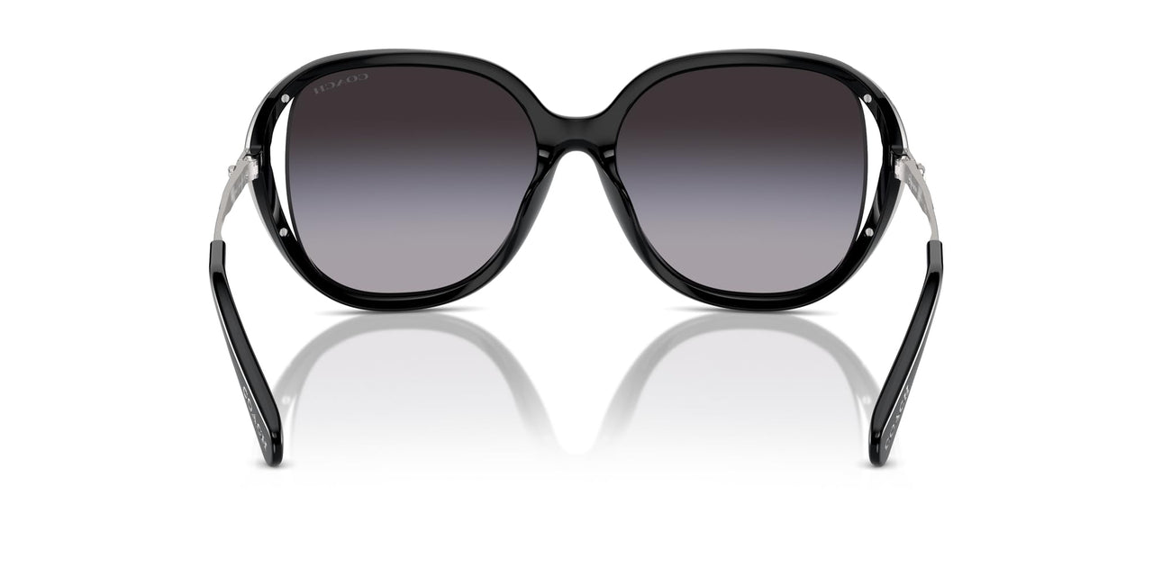 COACH Women's HC8396U Universal Fit Square Sunglasses, Black/Grey Gradient, 56 mm