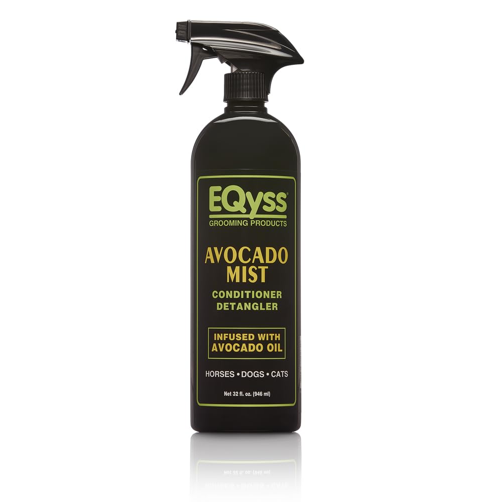 EQyss Avocado Mist Equine Coat Conditioning Spray - Horse Detangler, Reduces Breakage, Enhances Shine, Repels Dust & Dirt, Anti-Static (32 oz)