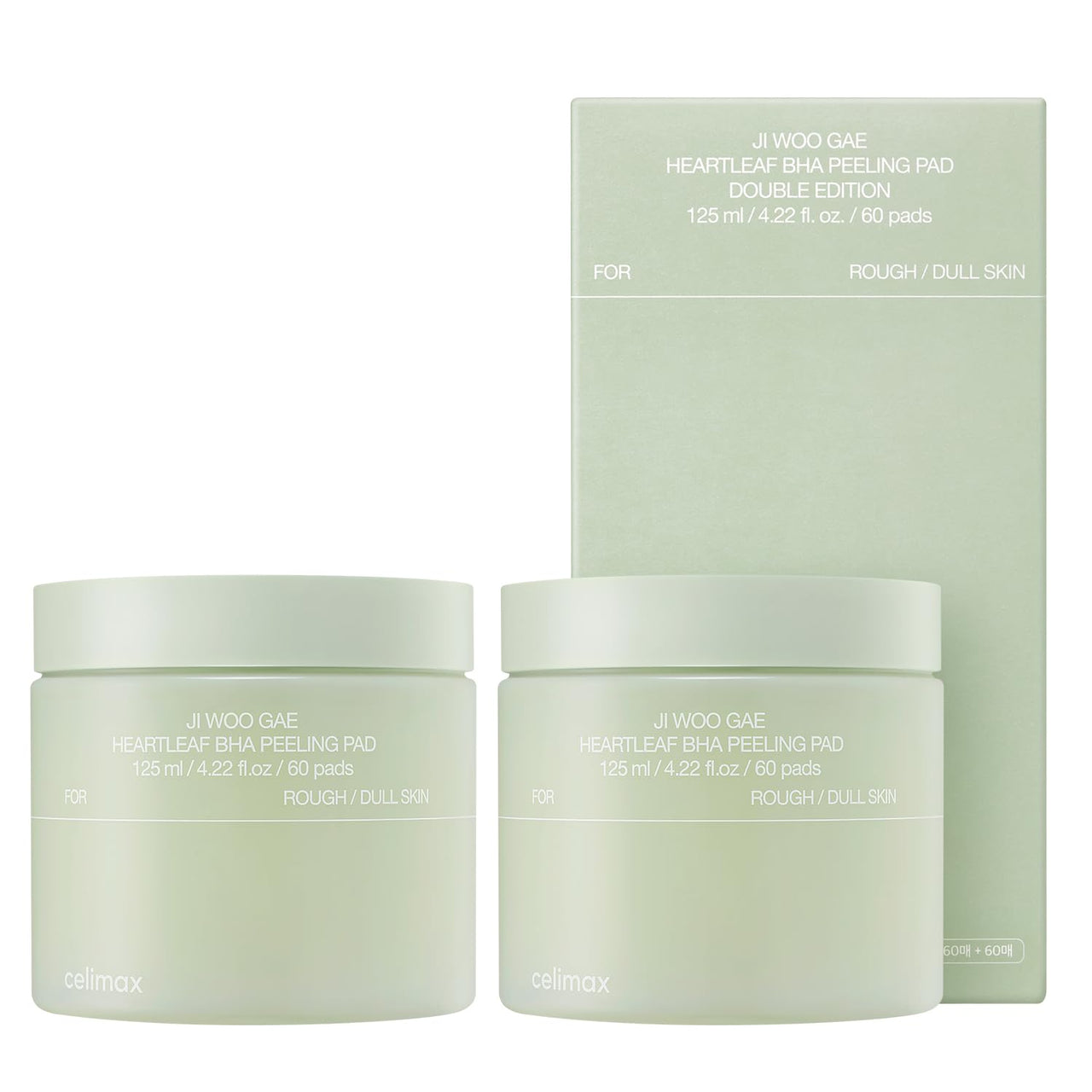 celimax Ji.Woo.Gae Heartleaf BHA Peeling Pad Double Edition | with Heartleaf Extracts, Exfoliating Toner Pads, Facial Peels, Hydrating, For Troubled Skin & Breakouts, Mother's Day Gift (60pads*2)
