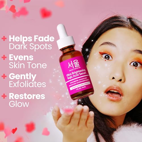SeoulCeuticals Korean Skin Care Kojic Acid Serum Alpha Arbutin Serum – Dark Spot Remover Corrector Glycolic Acid Serum + Salicylic Acid K Beauty 1oz