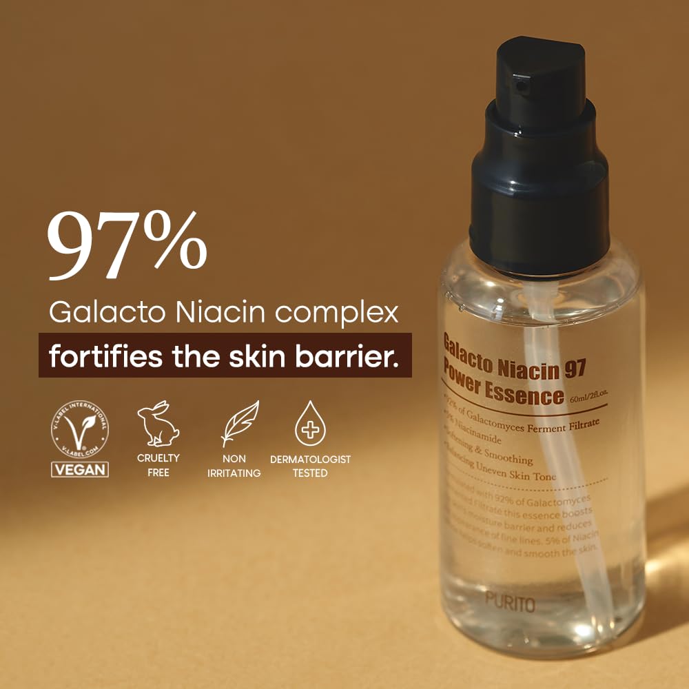 PURITO Galacto Niacin 97 Power Essence 2 fl.oz /92% galactomyces/fermented/Treatment essence/pore control