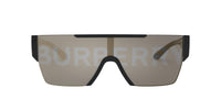 Thumbnail for Burberry BE 4291 3001/G Black Plastic Rectangle Sunglasses Gold Mirror Lens