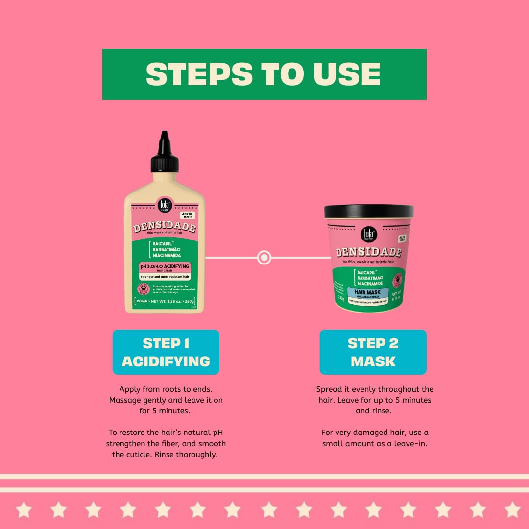 Lola From Rio Densidade Duo – Strengthening Hair Bundle with Deep Treatment Mask & Acidifying Cream – Boosts Density, Smooths, and Restores for Thinning, Damaged, or Chemically Treated Hair