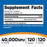 Thumbnail for Nutricost Serrapeptase 40,000 SPU, 120 Capsules - Gluten Free, Non-GMO, and Vegetarian Friendly