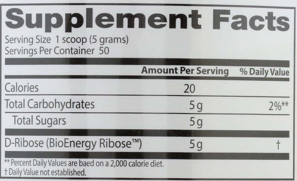 Doctor's Best D-Ribose with Bioenergy Ribose, Non-GMO, Vegan, Gluten Free, Energy Enhancement, 250g, 8.8 Ounce (Pack of 1)