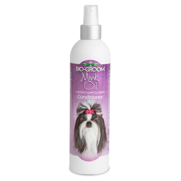 Bio-Groom Mink Oil Dog Conditioner Spray - Dog Sunscreen, Vitamin E, Non-Sticky Polish, Cat Grooming Supplies, Cruelty-Free, Made in USA - 12 fl oz 1-Pack