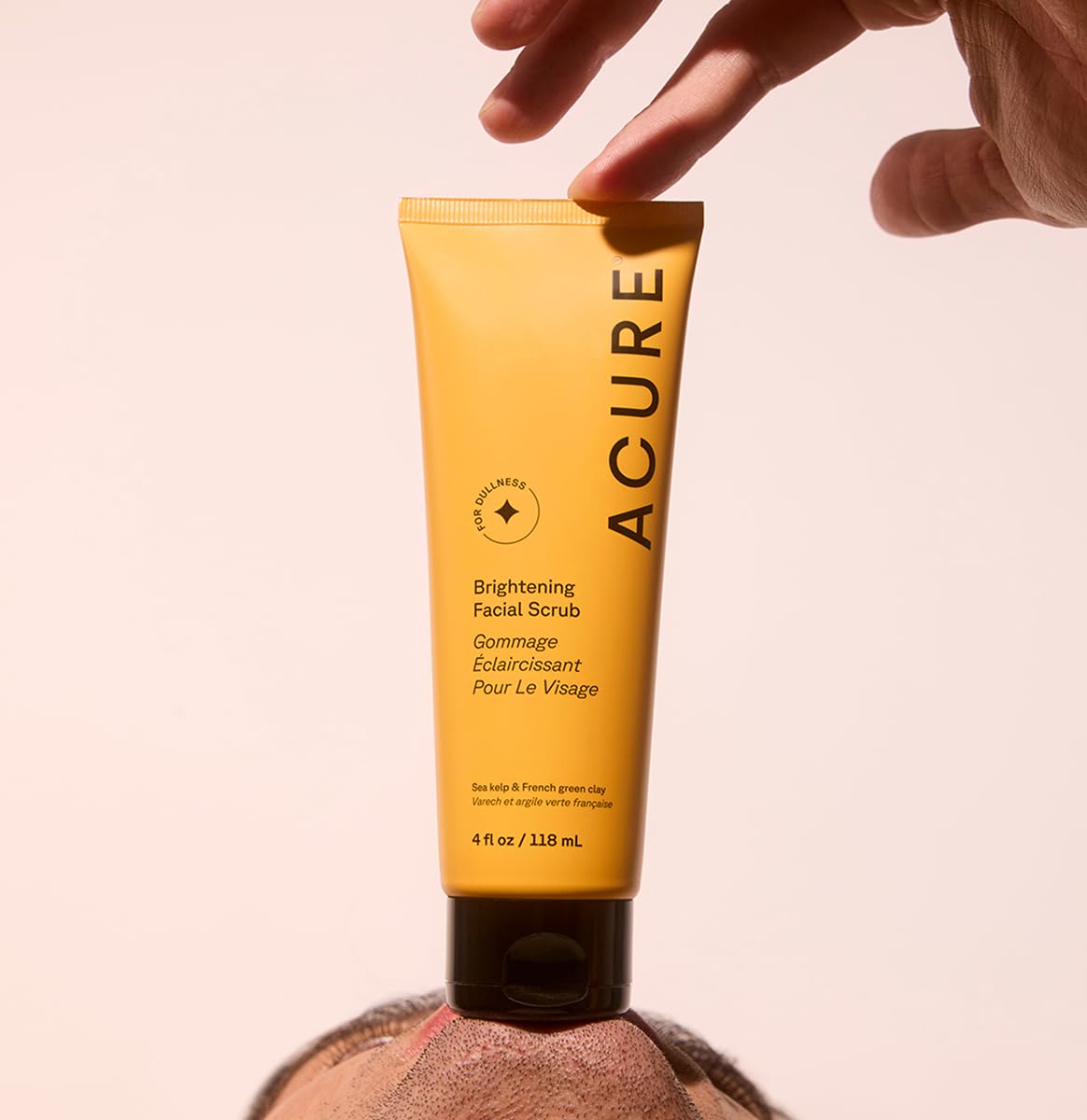 Acure Brightening Facial Scrub for a Youthful, Brighter, Radiant Complexion | With Sea Kelp & French Green Clay, 4 Fl Oz