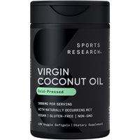 Thumbnail for Sports Research® Organic Coconut Oil Capsules 3000MG - Cold Pressed Extra Virgin Coconut Oil with Medium Chain Triglycerides (MCTs) - Vegan Friendly & Non-GMO Verified - 120 Softgels