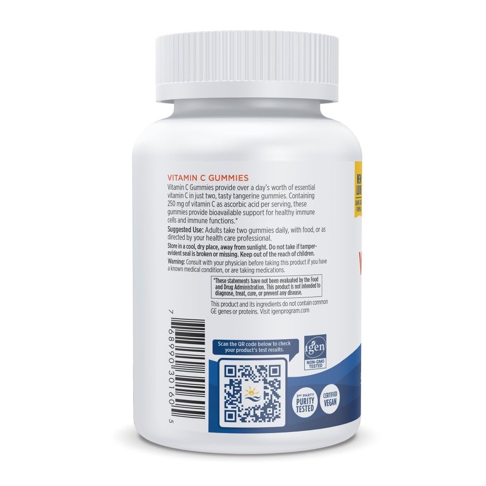 Nordic Naturals Vitamin C Gummies, Tart Tangerine - 60 Gummies - 250 mg Vitamin C - Immune Support, Antioxidant Protection, Child Growth & Development - Non-GMO, Vegan - 30 Servings