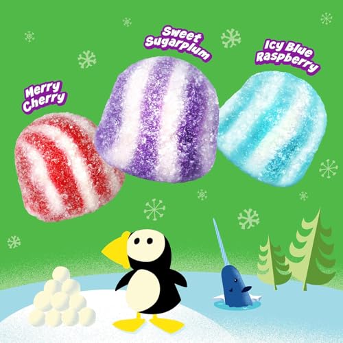 Holiday Swirled Gum Drops 3 Pack - Festive Sugared Gummy Candy in Red, Green & Purple – Soft Chewy Gumdrops for Christmas Parties, Gift Bags, Stockings & Snacking