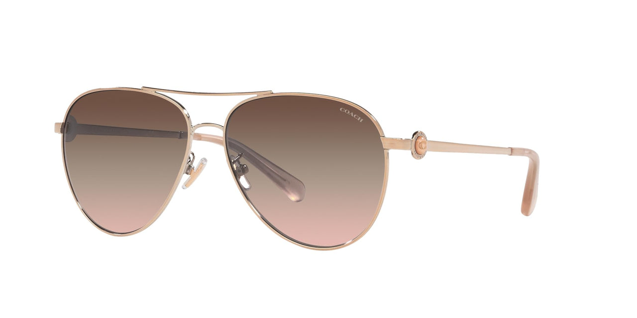 Coach HC7128 Sunglasses, Shiny Rose Gold/Brown Pink Gradient, 58 mm
